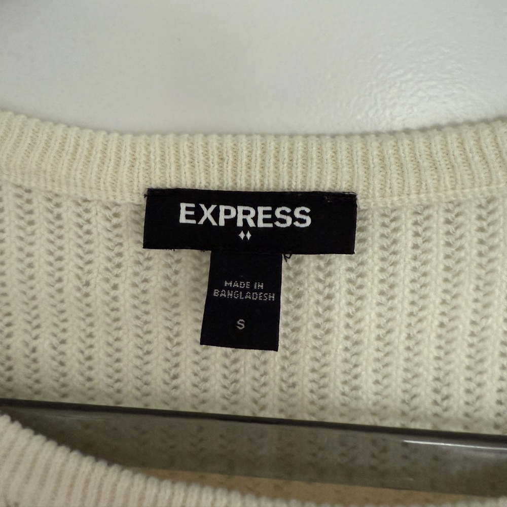 Express Ivory Ribbed Knit Sweater - Picture 2 of 2